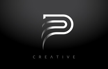Wall Mural - p logo letter icon monogram. p letter design with white line monogram and minimalist modern creative