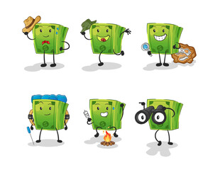 Canvas Print - money adventure group character. cartoon mascot vector