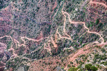 Poster - Panoramic aerial view of Grand Canyon National Park trail , Arizona - USA.