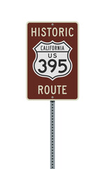 Vector illustration of the Historic California U.S. Route 395 road sign on metallic post