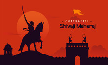 Chhatrapati Shivaji Maharaj Indian Maratha Warrior King Silhouette Vector Illustration