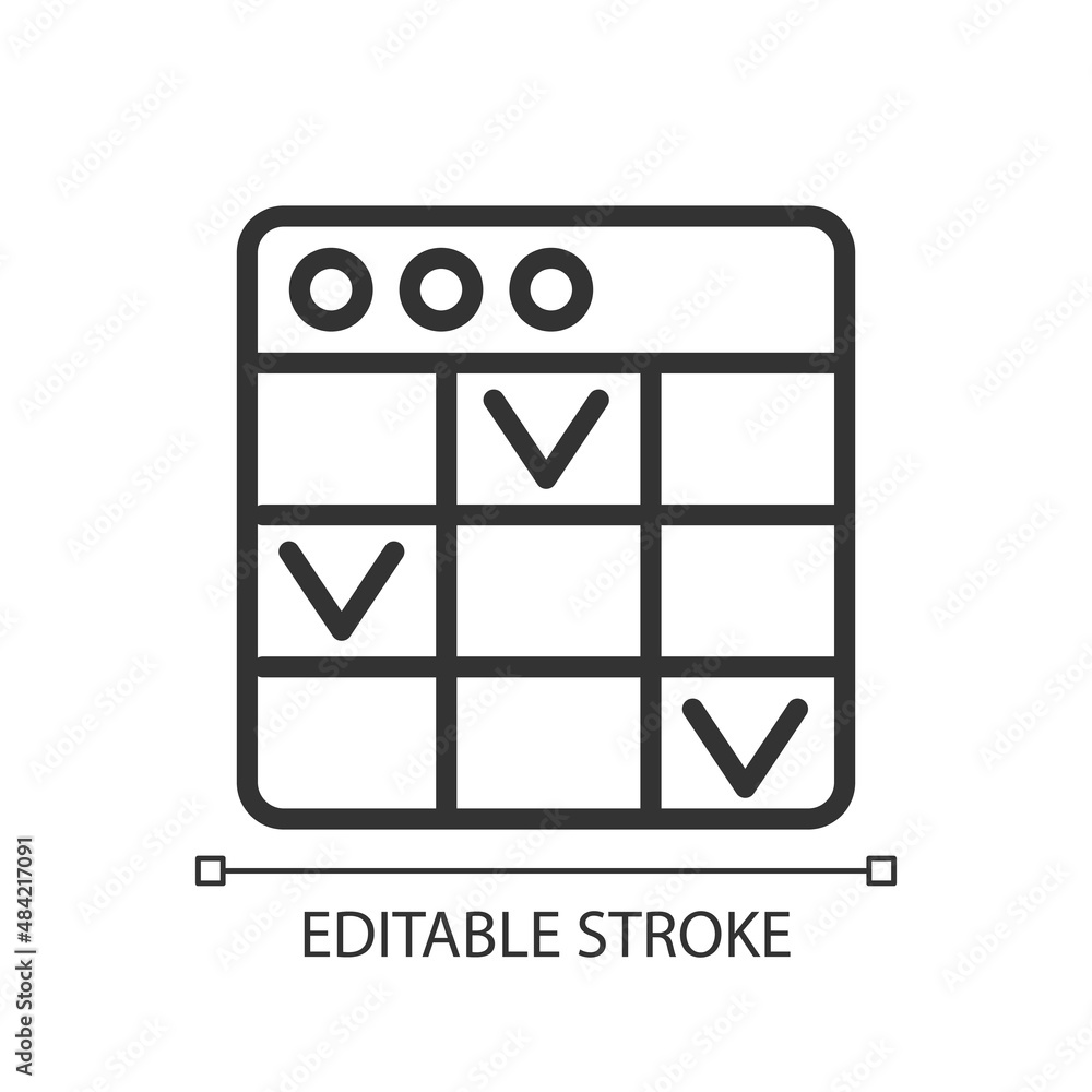 Task management software pixel perfect linear icon. Project monitoring ...