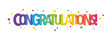 CONGRATULATIONS! bright vector typographic banner with colorful dots