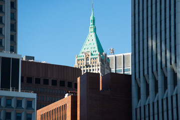 Wall Mural - Close-up view of some huge skyscrapers in Manhattan, New York City, USA