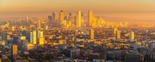 Panoramic View Of Canary Wharf At Golden Hour From The Principal Tower, London, England