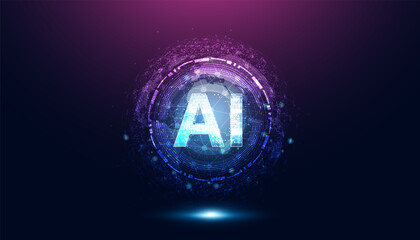 Wall Mural - abstract artificial intelligence on atomic and technology background with computer systems circuit b