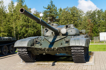 Russia. Leningrad region. September 10, 2021. T-72 tank near the museum-panorama of the Breakthrough of the siege of Leningrad.