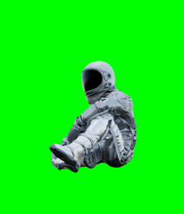 Wall Mural - Astronaut isolated on green background perfect for photo compositing