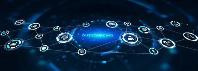 Business, Technology, Internet and network concept. Outsourcing human resources. 3d illustration