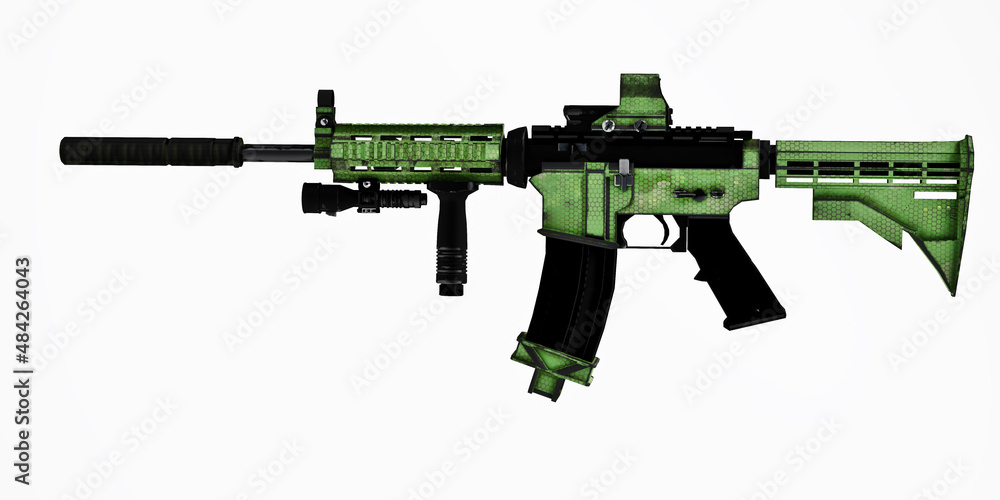 3d model automatic rifle with a collimator sight and silencer Stock ...