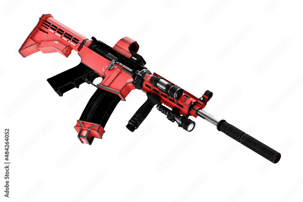 3d model automatic rifle with a collimator sight and silencer Stock ...