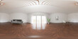 360 degree full panorama environment map of living room studio with plant and view with big windows and bright lighting 3d render illustration hdri hdr vr virtual reality