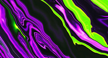 Bright Fluid Violet, Black And Neon Green Background. Abstract Liquid Purple Pink Wave. Art Trippy Digital Screen. Fantasy Backdrop. Royal Glitter Banner. Template. Luxury Texture. Creative Flyer.