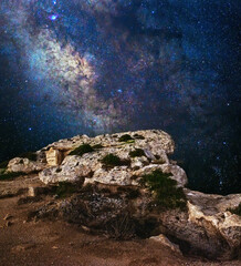Wall Mural - gebel ciantar outcrop and milky way