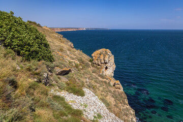 Sticker - Rocky cliff on Cape Kaliakra on Black Sea coast in Bulgaria