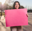 © Sangiao_Photography - feminist movement for womens day 8 march. ecuador latin woman with empty banner