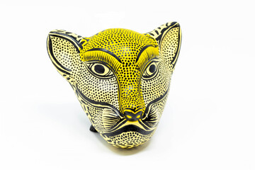 Wall Mural - Ceramic painted jaguar mask traditional latin art