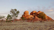 sunset shot of the devil's marbles in the northern territory