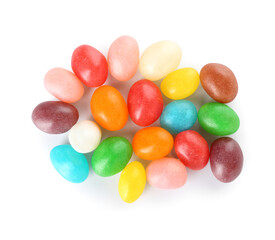 Wall Mural - Multicolored jelly beans on white background