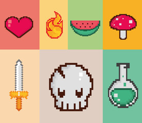 Poster - set of pixel video game