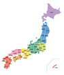 日本地図（地方区分）県名入り