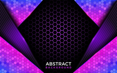Wall Mural - modern futuristic dark purple background combined with shinny polygon element.