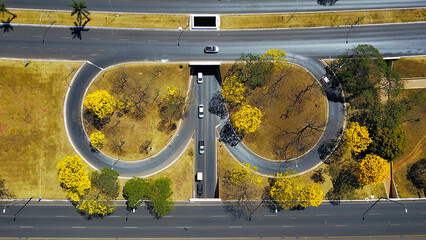 Wall Mural - An aerial view of roundabout circulation in Brasilia, Brasilia