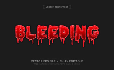 Canvas Print - Bleeding Editable Vector Text Effect.