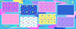 Simple geometric patterns set. 90s style backgrounds collection. Nostalgia for the 90s.