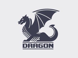 Wall Mural - dragon logo, illustration, geometric style, one color