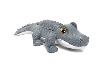 Plush toy crocodile isolated on white background