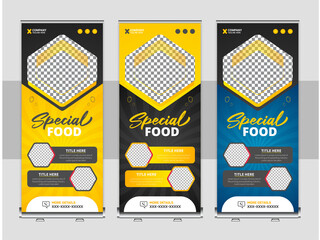 Wall Mural - Corporate Restaurant Food Roll Up banner template