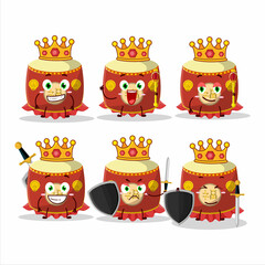 Wall Mural - A Charismatic King red chinese drum cartoon character wearing a gold crown