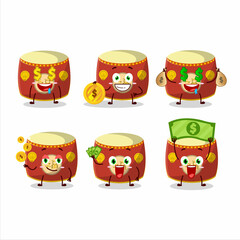 Poster - Red chinese drum cartoon character with cute emoticon bring money