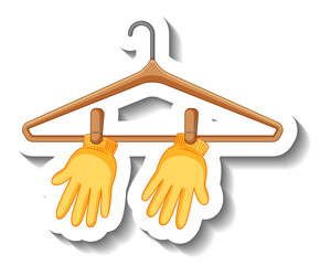 Poster - Cute yellow gloves hanging on coathanger