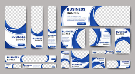 set of creative web banners of standard size with a place for photos. business ad banner. vertical, 