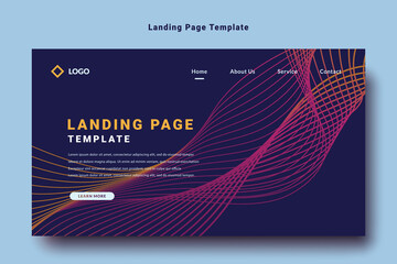 modern landing page template design, future abstract violet wave style, blue color background vector