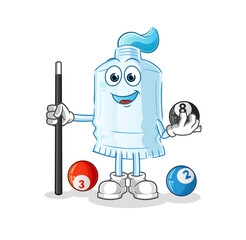 toothpaste plays billiard character. cartoon mascot vector