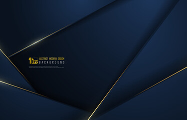 Wall Mural - abstract premium blue gradient classic blue template overlap with gold glitters decoration. classic 