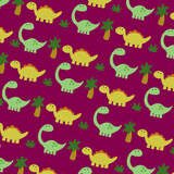 Fototapeta Dinusie - Cute dinosaurs pattern