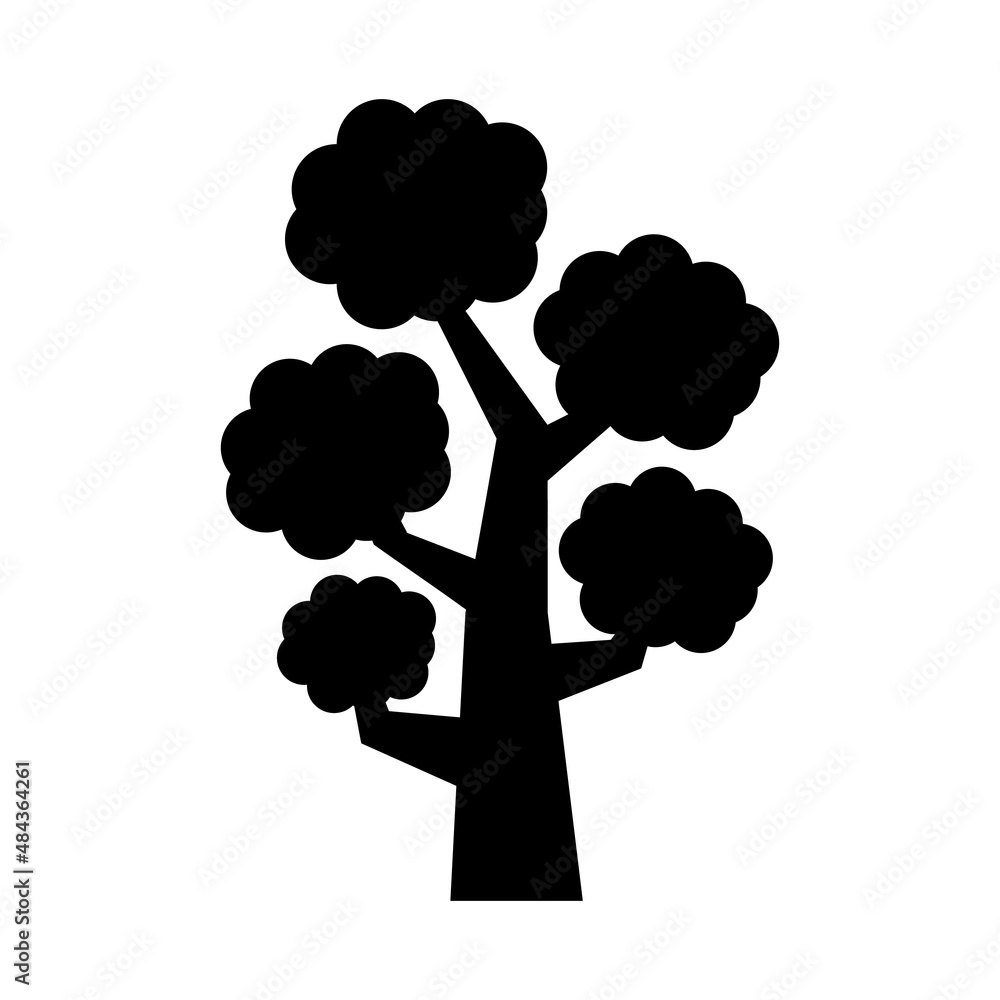 Decor Tree black silhouette clip art. Tree isolated on white background ...