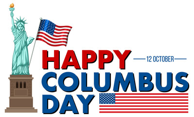 Canvas Print - Happy Columbus day banner with statue of liberty