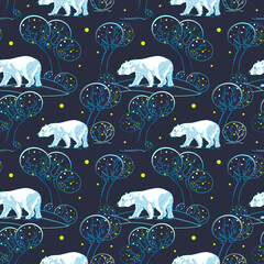 Wall Mural - seamless pattern with polar bear. Background with cute polar bear.

