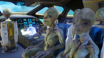 Wall Mural - aliens fly through a wormhole in an uncharted part of the universe in their sci-fi spaceship. the co