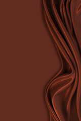 Wall Mural - Beautiful elegant wavy dark brown satin silk luxury cloth fabric texture with monochrome background design. Copy space