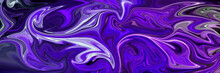 Purple Spilled Paint. Mixing Liquid Colors