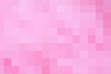 Pink Background. Texture From Light And Dark Pink Squares. Abstract Art Pattern Of Square Pixels. A Backing Of Mosaic Pink Squares, Space For Your Design Or Text. Vector Illustration