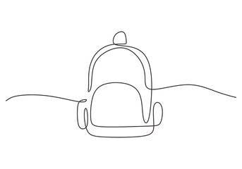 One continuous single line of school bag for children isolated on white background.