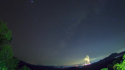 Wall Mural - milky way galaxy time lapse, pang puai, lampang thailand, universe galaxy milky way time lapse, dark