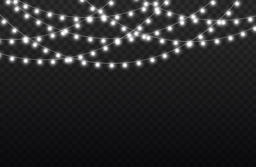 Wall Mural - led neon lights white christmas garland decoration